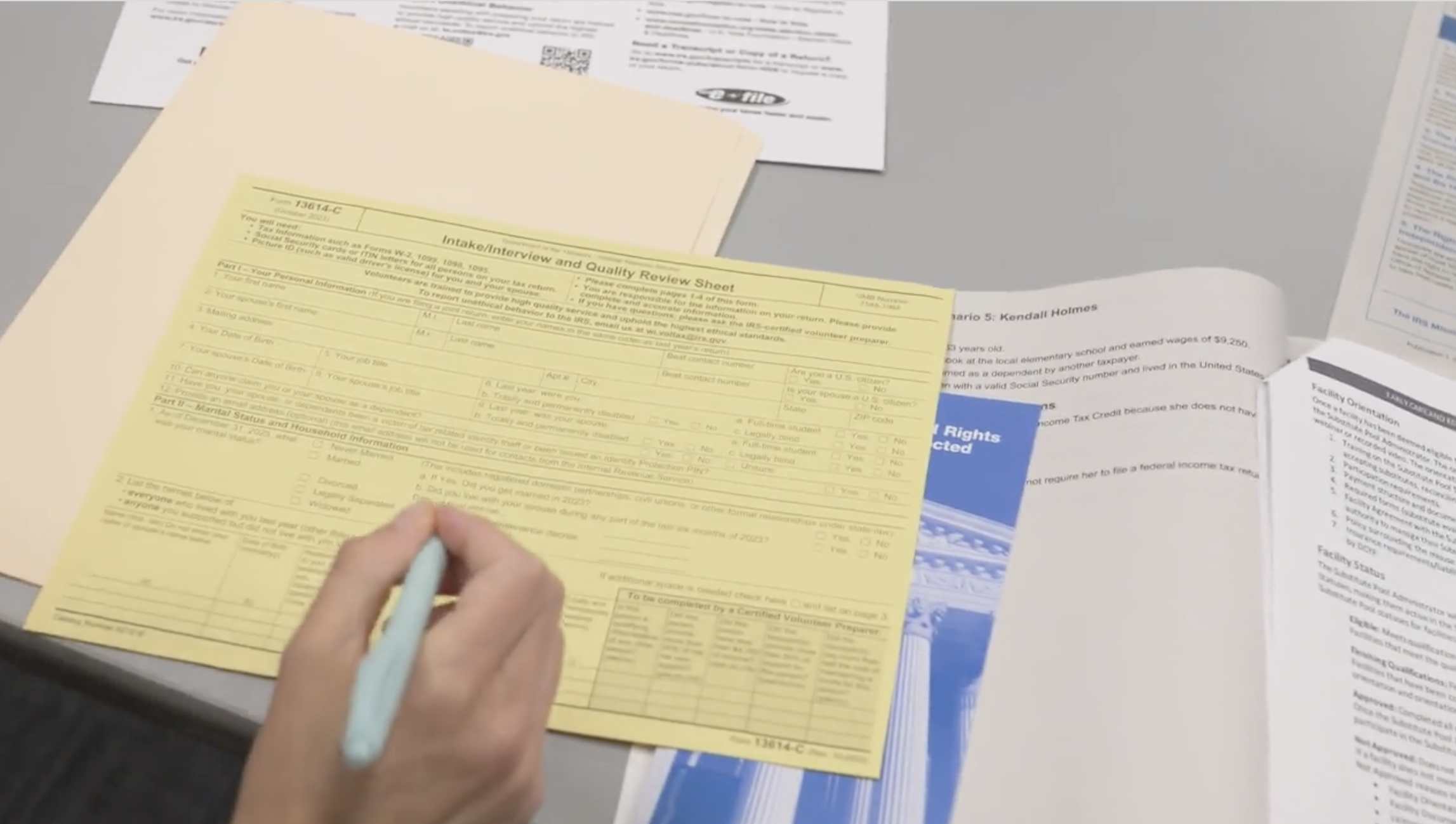 VITA filling out paperwork